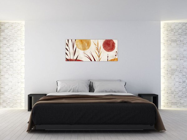 Kép - Növények és körök (120x50 cm)