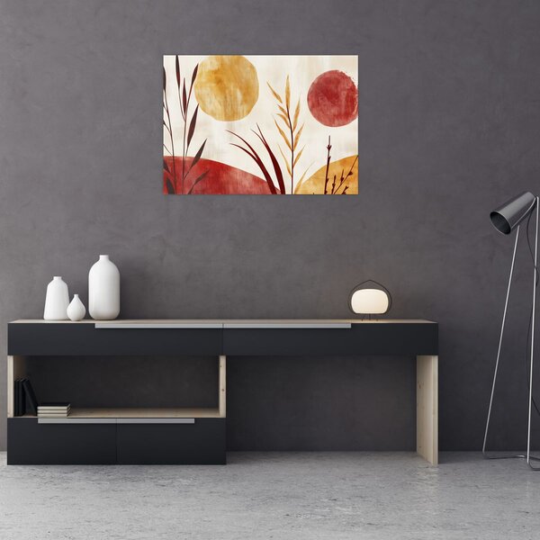 Kép - Növények és körök (70x50 cm)