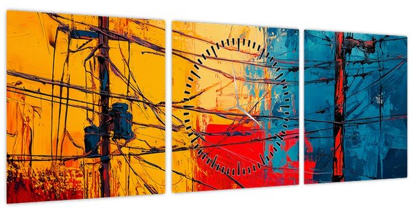 Kép - Absztrakt elektromos vezetékek (órával) (90x30 cm)