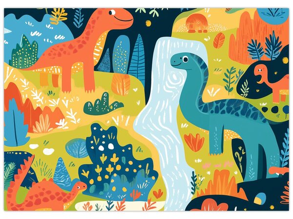 Kép - Vidám dinoszauruszok (70x50 cm)