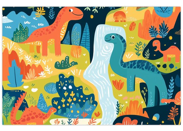 Kép - Vidám dinoszauruszok (90x60 cm)