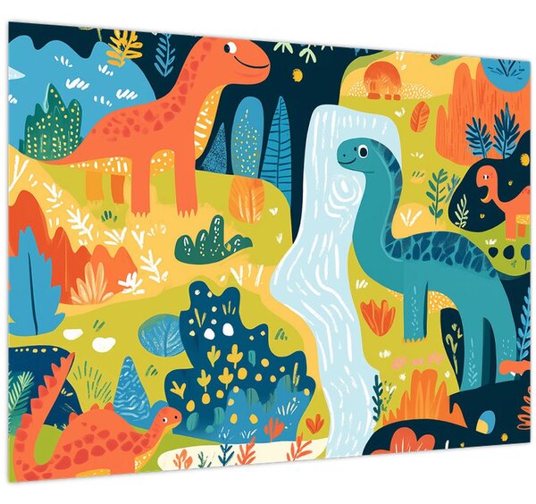 Kép - Vidám dinoszauruszok (70x50 cm)