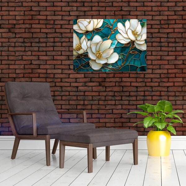 Kép - Ólomüveg magnóliával (70x50 cm)