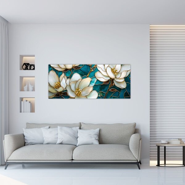 Kép - Ólomüveg magnóliával (120x50 cm)