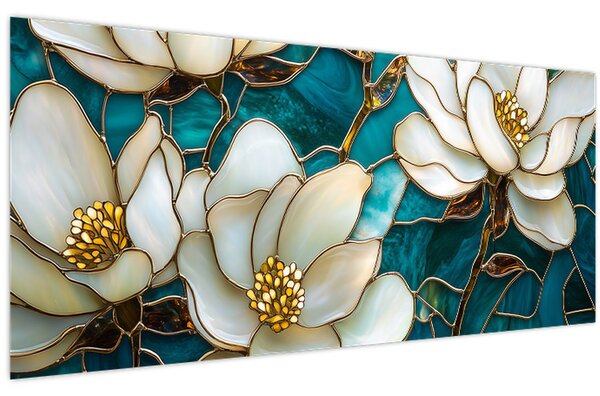 Kép - Ólomüveg magnóliával (120x50 cm)