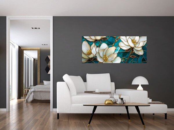 Kép - Ólomüveg magnóliával (120x50 cm)