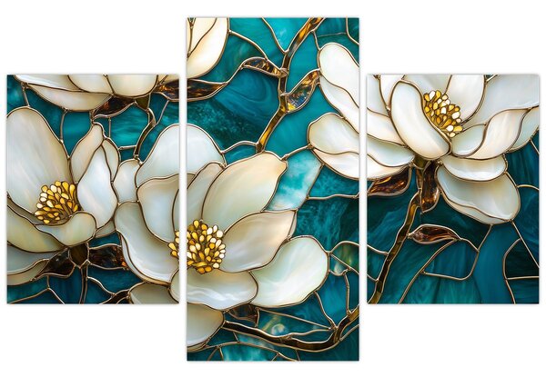 Kép - Ólomüveg magnóliával (90x60 cm)