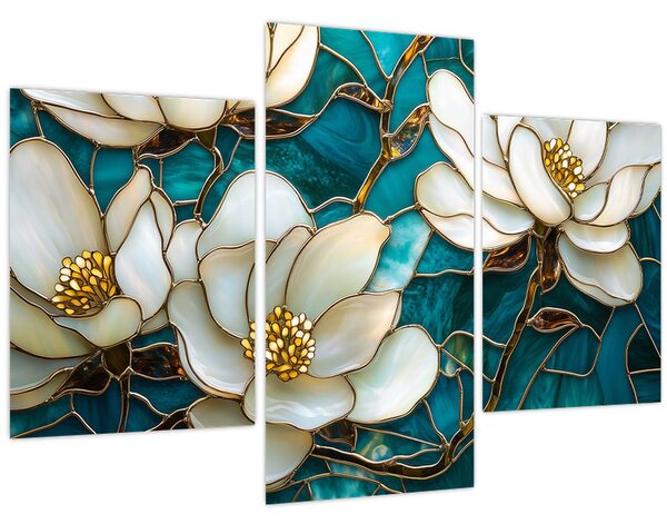 Kép - Ólomüveg magnóliával (90x60 cm)