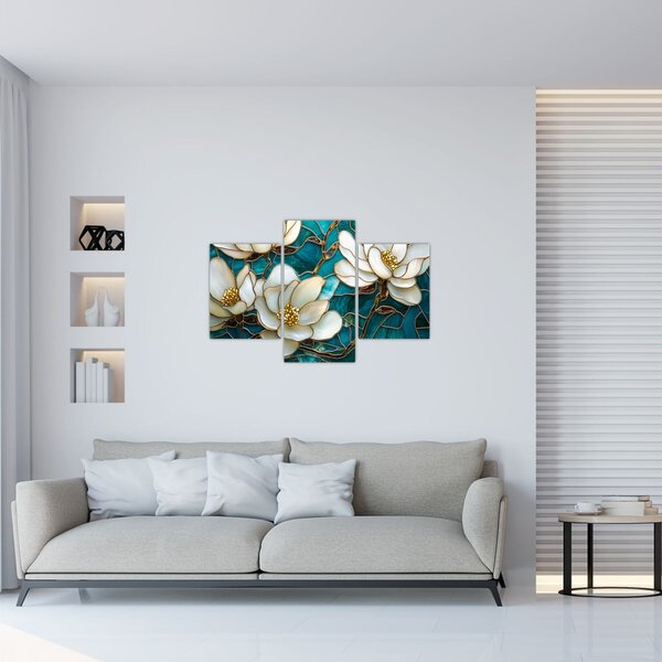 Kép - Ólomüveg magnóliával (90x60 cm)