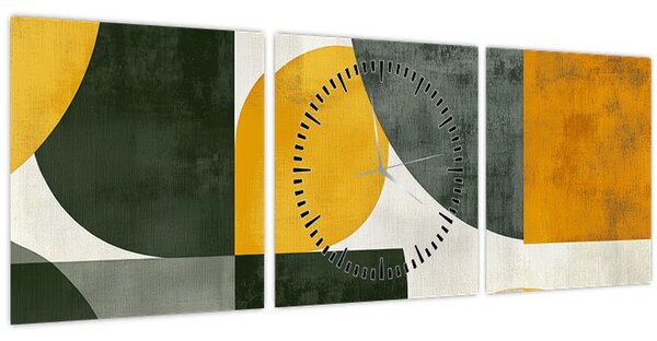 Kép - Olívazöld absztrakció (órával) (90x30 cm)