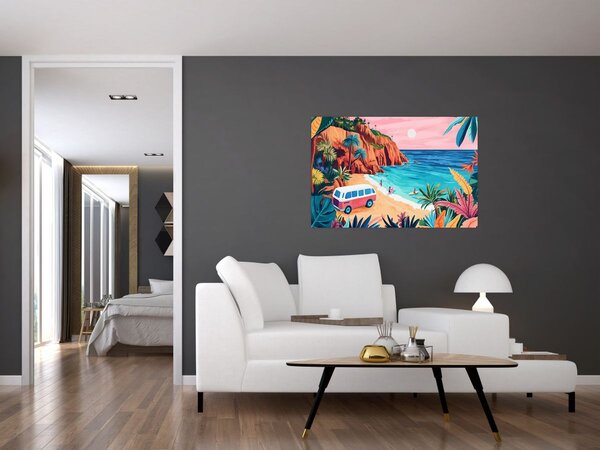 Kép - Lakóautó az óceánnál (90x60 cm)