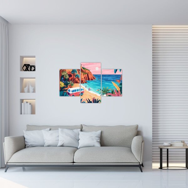 Kép - Lakóautó az óceánnál (90x60 cm)