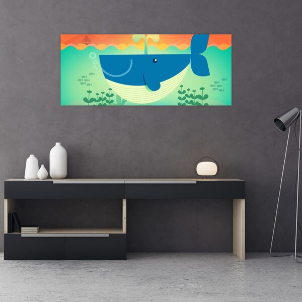 Kép - Vidám bálna a tengerben (120x50 cm)