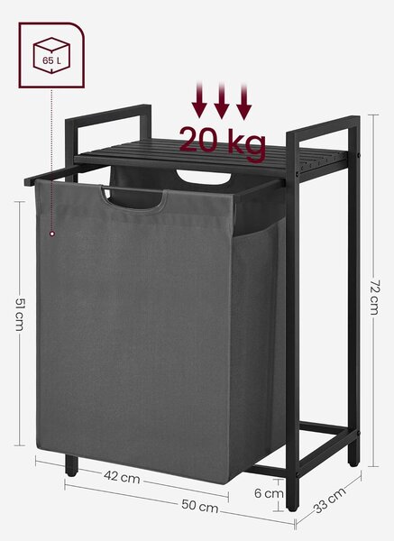 Szennyestartó 65L – szürke/fekete