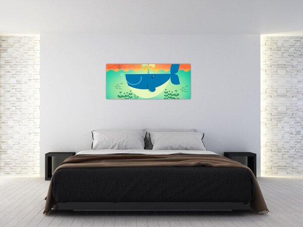 Kép - Vidám bálna a tengerben (120x50 cm)