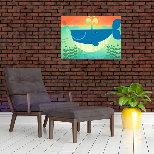 Kép - Vidám bálna a tengerben (70x50 cm)