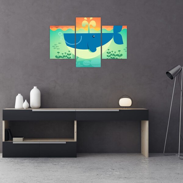 Kép - Vidám bálna a tengerben (90x60 cm)