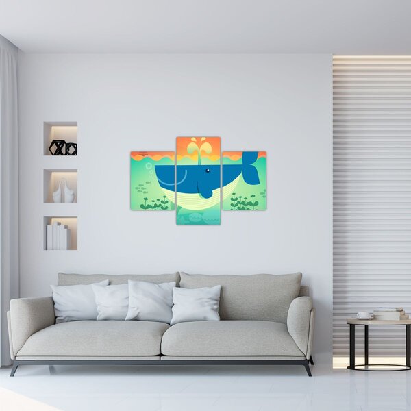 Kép - Vidám bálna a tengerben (90x60 cm)