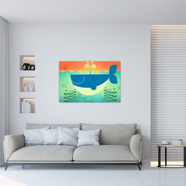 Kép - Vidám bálna a tengerben (90x60 cm)