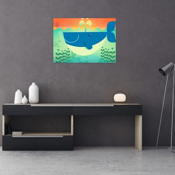 Kép - Vidám bálna a tengerben (70x50 cm)