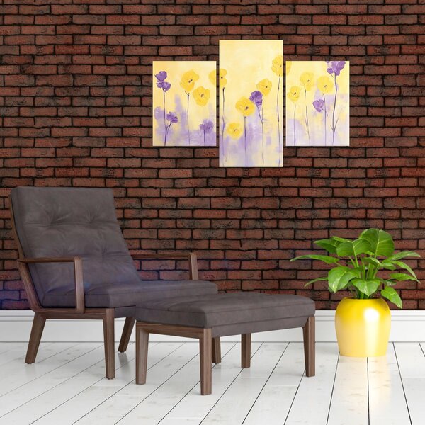 Kép - Lila és sárga virágok (90x60 cm)