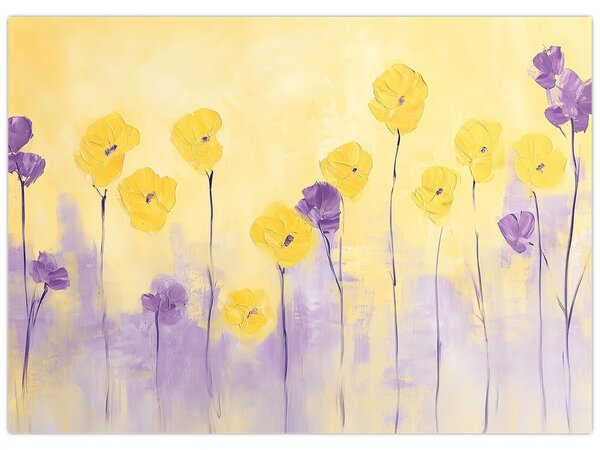 Kép - Lila és sárga virágok (70x50 cm)