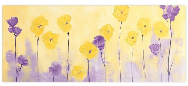 Kép - Lila és sárga virágok (120x50 cm)