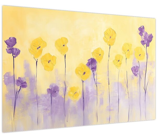 Kép - Lila és sárga virágok (90x60 cm)
