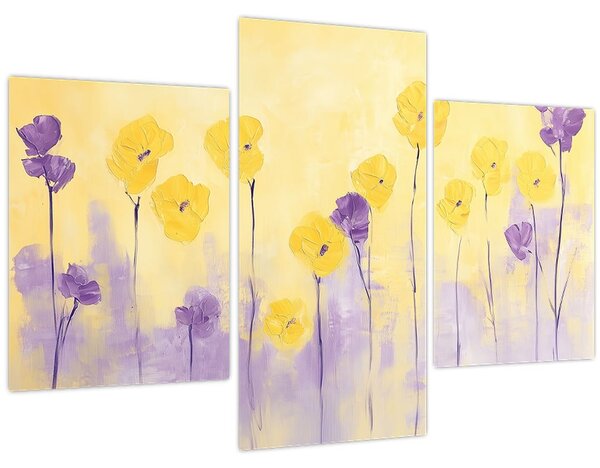 Kép - Lila és sárga virágok (90x60 cm)