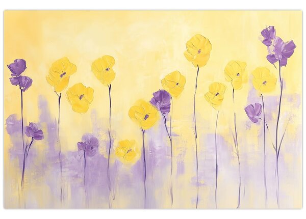 Kép - Lila és sárga virágok (90x60 cm)