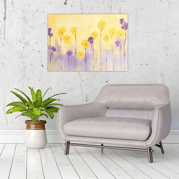 Kép - Lila és sárga virágok (70x50 cm)