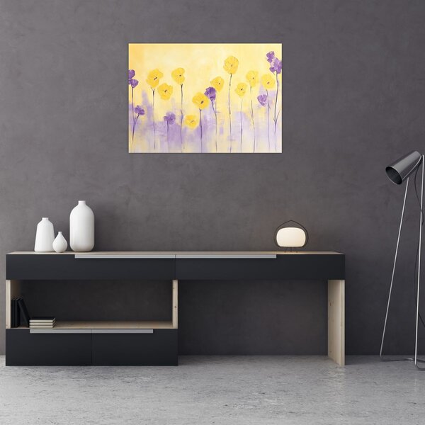 Kép - Lila és sárga virágok (70x50 cm)