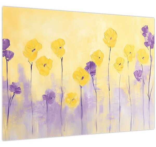 Kép - Lila és sárga virágok (70x50 cm)
