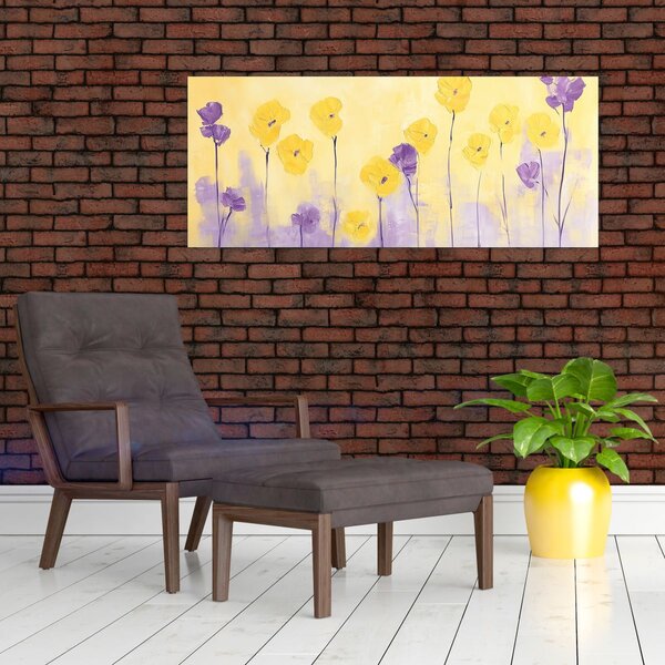 Kép - Lila és sárga virágok (120x50 cm)