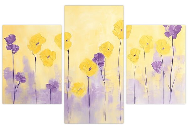 Kép - Lila és sárga virágok (90x60 cm)