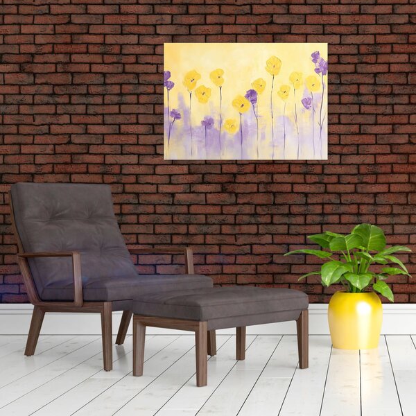 Kép - Lila és sárga virágok (70x50 cm)