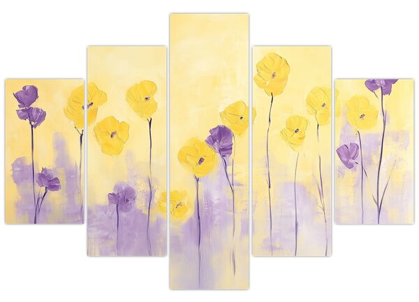 Kép - Lila és sárga virágok (150x105 cm)