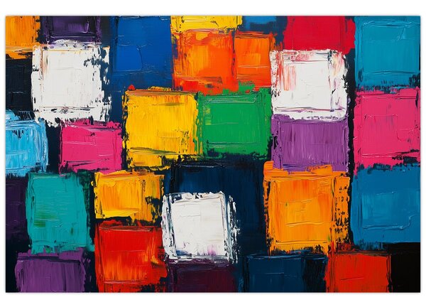 Kép - Színes négyzetek festménye (90x60 cm)