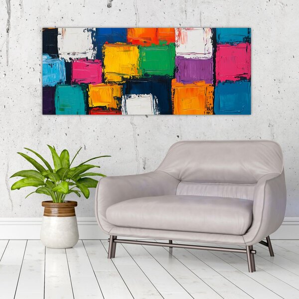 Kép - Színes négyzetek festménye (120x50 cm)