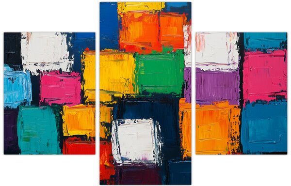 Kép - Színes négyzetek festménye (90x60 cm)