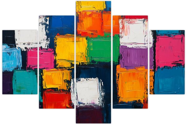Kép - Színes négyzetek festménye (150x105 cm)
