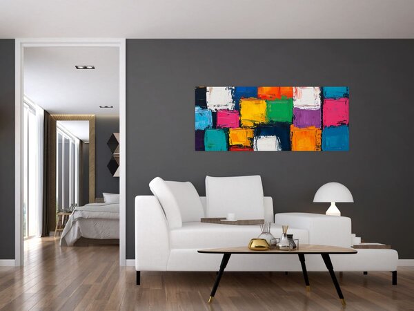 Kép - Színes négyzetek festménye (120x50 cm)