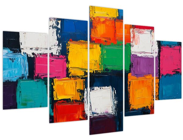 Kép - Színes négyzetek festménye (150x105 cm)