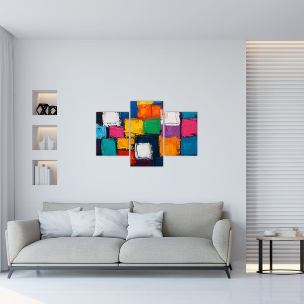 Kép - Színes négyzetek festménye (90x60 cm)