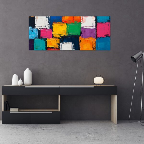Kép - Színes négyzetek festménye (120x50 cm)