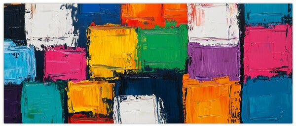 Kép - Színes négyzetek festménye (120x50 cm)