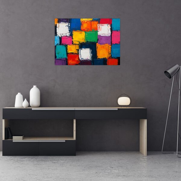 Kép - Színes négyzetek festménye (70x50 cm)