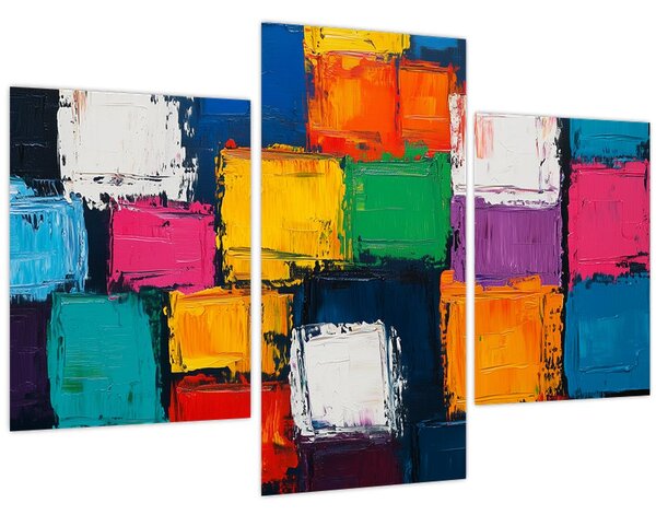Kép - Színes négyzetek festménye (90x60 cm)