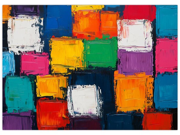 Kép - Színes négyzetek festménye (70x50 cm)