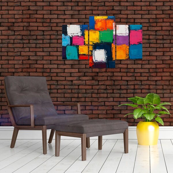 Kép - Színes négyzetek festménye (90x60 cm)